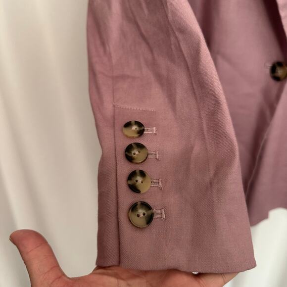 NWT Anthropologie Maeve Double Breasted‎ Linen Blazer Lilac Sz 12 Modern Career - Picture 6 of 11